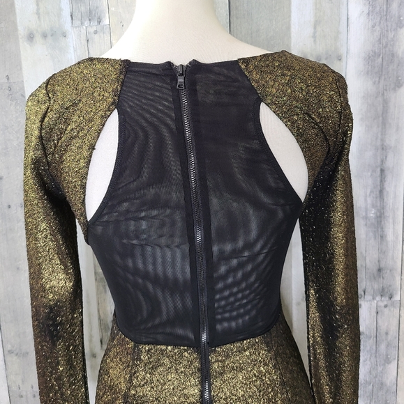 Alice + Olivia Selma Mesh Back Gold Sheath Dress - Picture 6 of 9